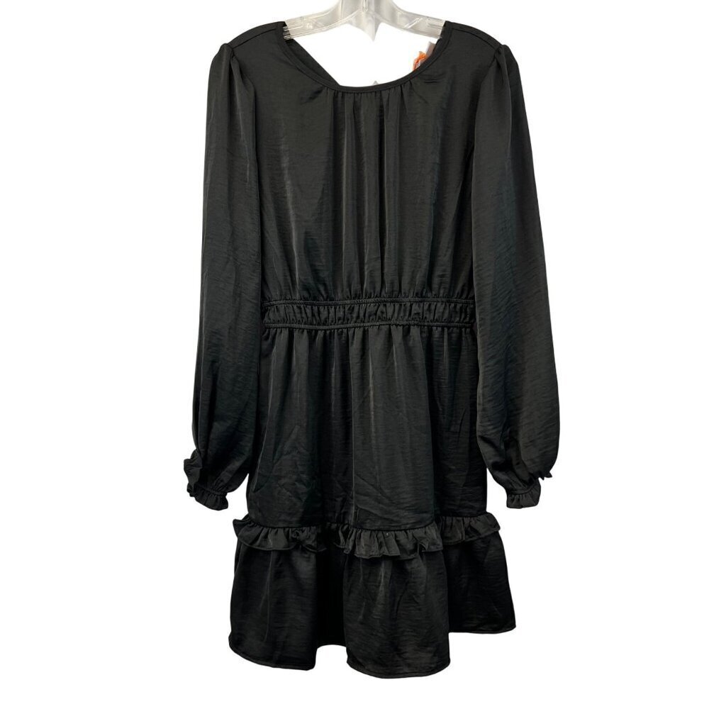Knox Rose A-Line Dress Long Sleeve Keyhole Back Black Size XS New